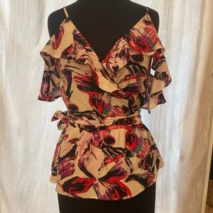 Bar III cold-shoulder wrap top